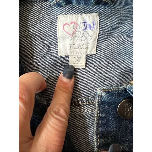 The Children's Place Girls Distressed Faded Stretch Jean Jacket Blue Size M/M - Picture 4 of 10